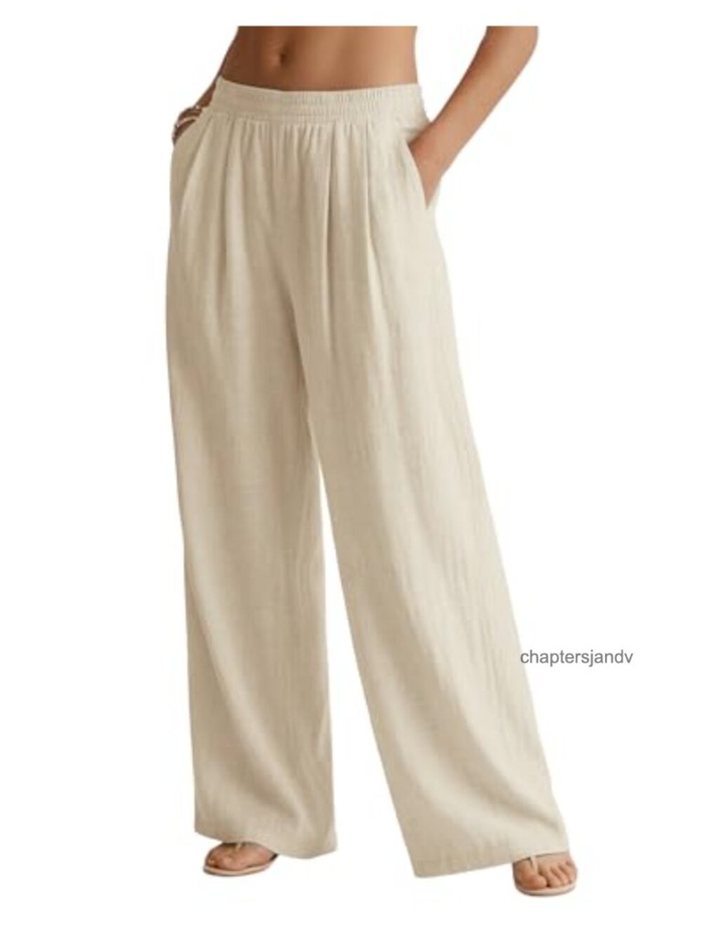 Womens Linen Blend Wide Leg Palazzo Pants Flowy Beach Vacation Trousers with